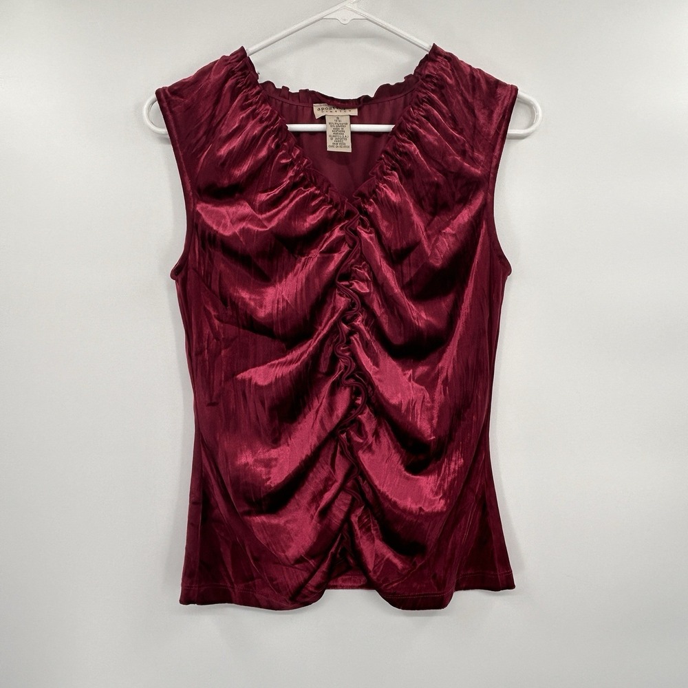 Vintage Apostrophe Womens Y2K Whimsigoth Ruched Top Size‎ S Purple Witchy Vamp